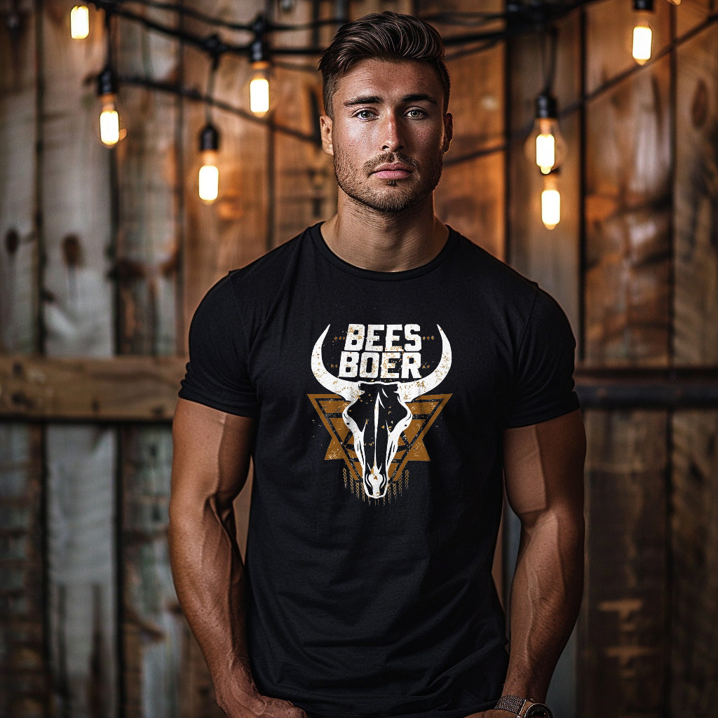 BeesBoer Tribal Bull Skull Men's Tee