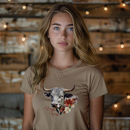 BeesBoer Bull and Blooms Ladies Tee